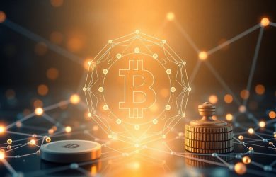 Rede blockchain demonstrando a tokenização de ativos reais.