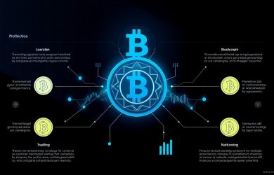 Diagrama ilustrativo da integração de blockchain e stablecoins no trading algorítmico