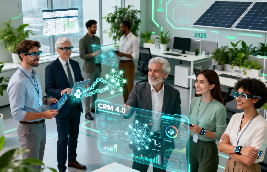 Evolução do CRM tradicional para CRM 4.0 com inteligência artificial, mostrando a transformação de sistemas reativos para preditivos e personalizados"
